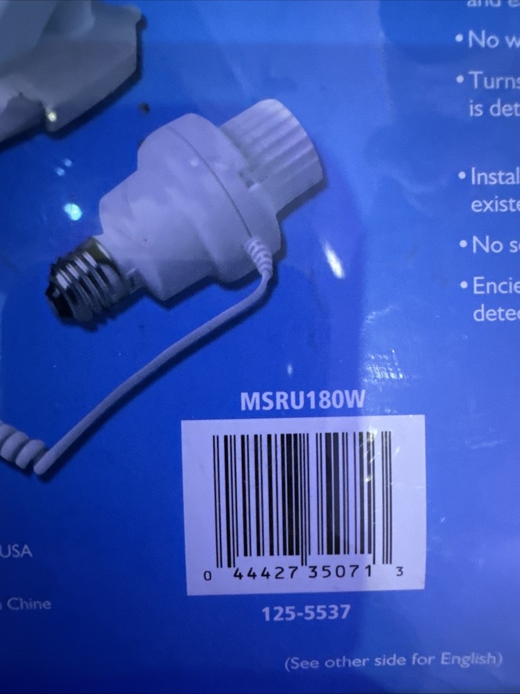 Cooper lighting Motion Activated Sensor Single Lite Adapter MSRU180W NIP