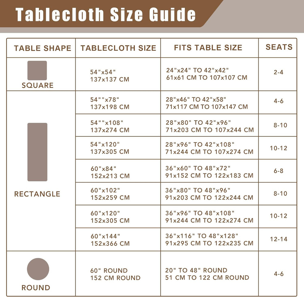 Faux Linen 2-Pack Fall Tablecloths, Wrinkle-Resistant, Rust, 60x84 Inch