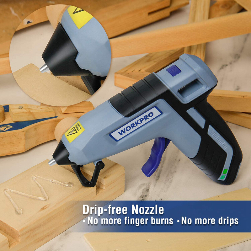 WORKPRO Cordless Mini Hot Glue Gun Fast Preheating Glue Gun Kit w/20 PCS Sticks