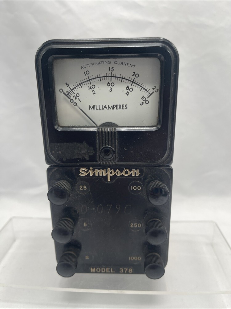 Vintage Simpson Milliammeter Milliamperes AC Meter Model 378 *untested*