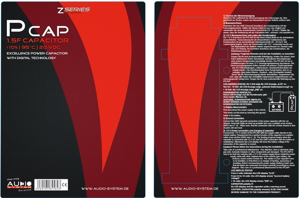 Audio System P/CAP EVO Powercap Capacitor 1.5 Farad Buffer Capacitor