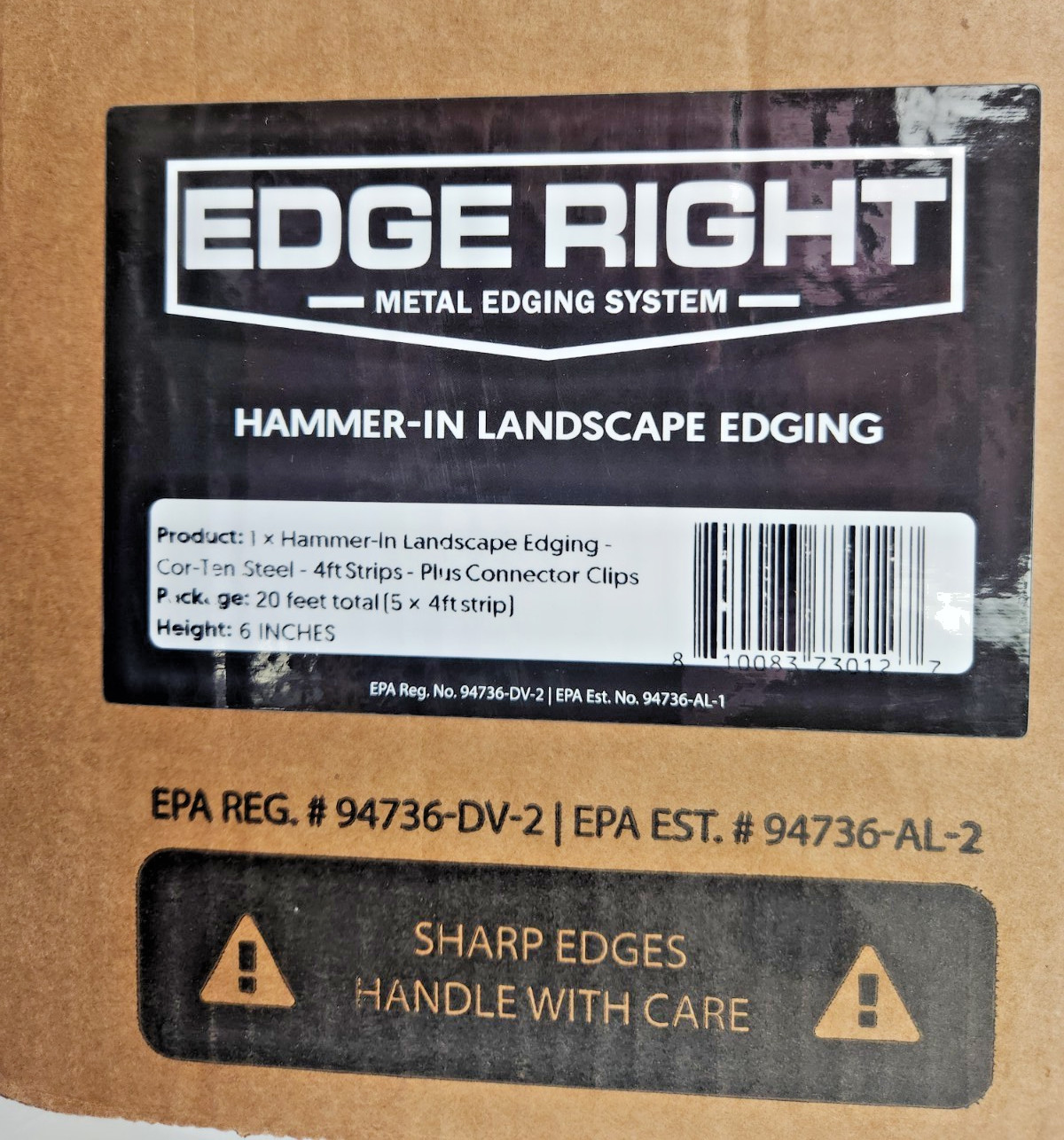 Edge Right - Steel Hammer-in Landscape Edging - 48-inch Strips - 6-inch Depth