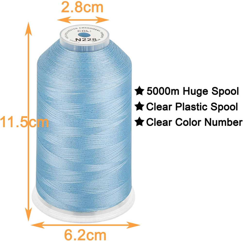- Single Huge Spool 5000M Each Polyester Embroidery Machine Thread 40WT for Comm
