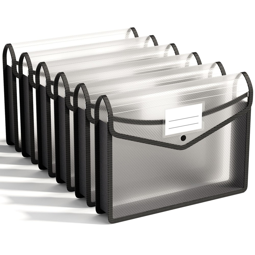 6-Pack Plastic Expanding File Folders, Folders for Documents with Snap Closur...