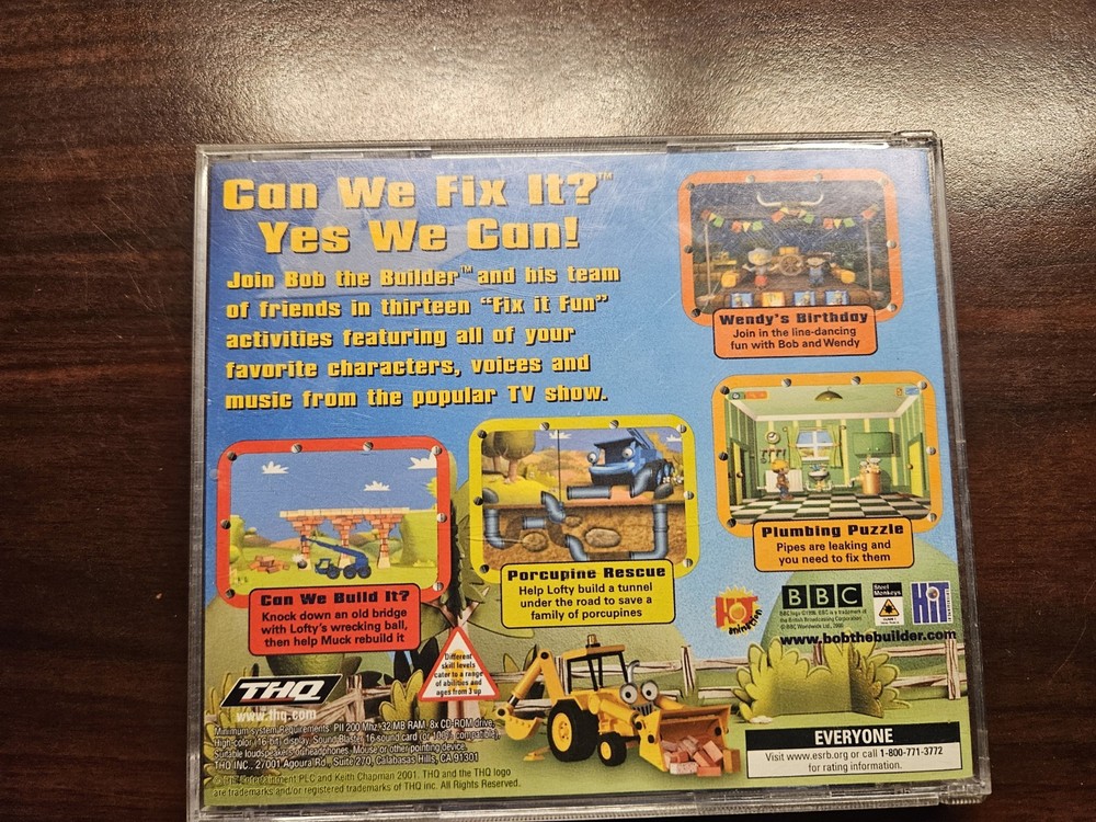 Bob the Builder Can We Fix It? PC CD ROM Game 2001 Windows 95 CIB