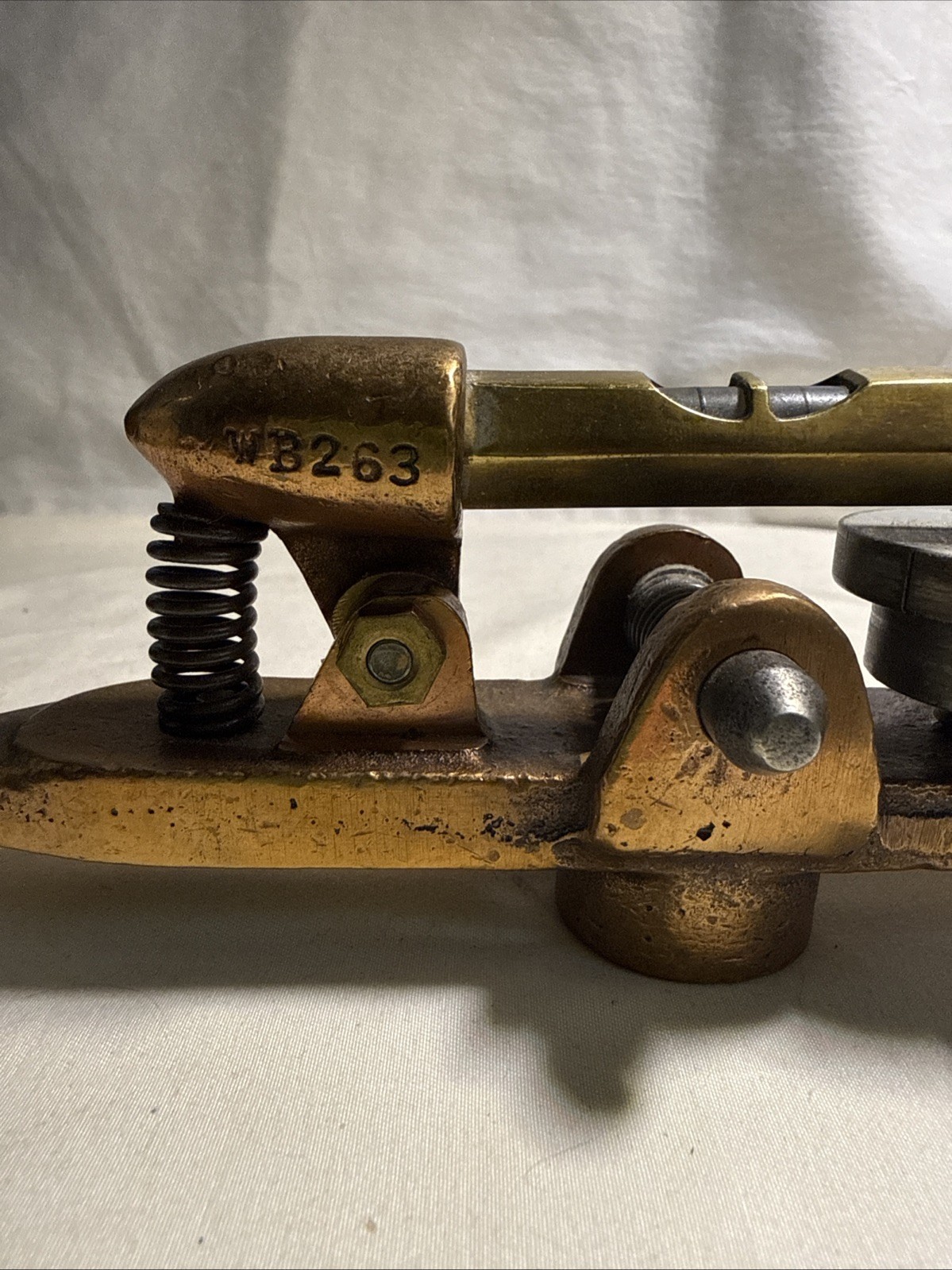 Polished Bronze Inclinometer w/ Micrometer Adjustment W a Starrett No. 135 Level