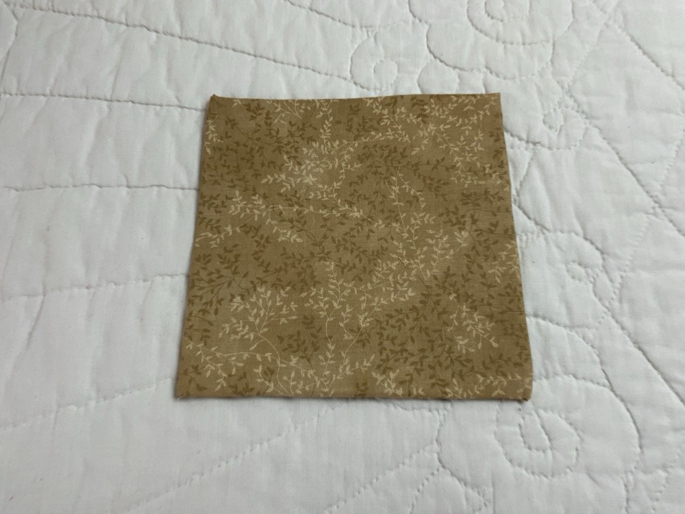 Antique Patchwork Quilt Table Topper, Nine Patch, Triangle, Early Calicos, Brown