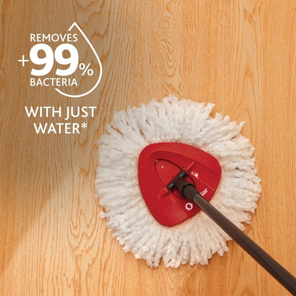 O-Cedar EasyWring Microfiber Spin Mop, Bucket Floor Cleaning System, Red, Gray