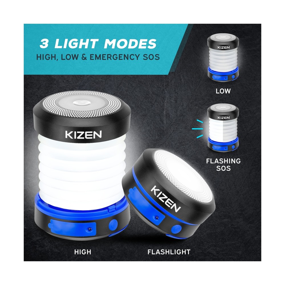 KIZEN Solar Lantern - Collapsible LED Camping Lantern - Rechargeable Solar - ...