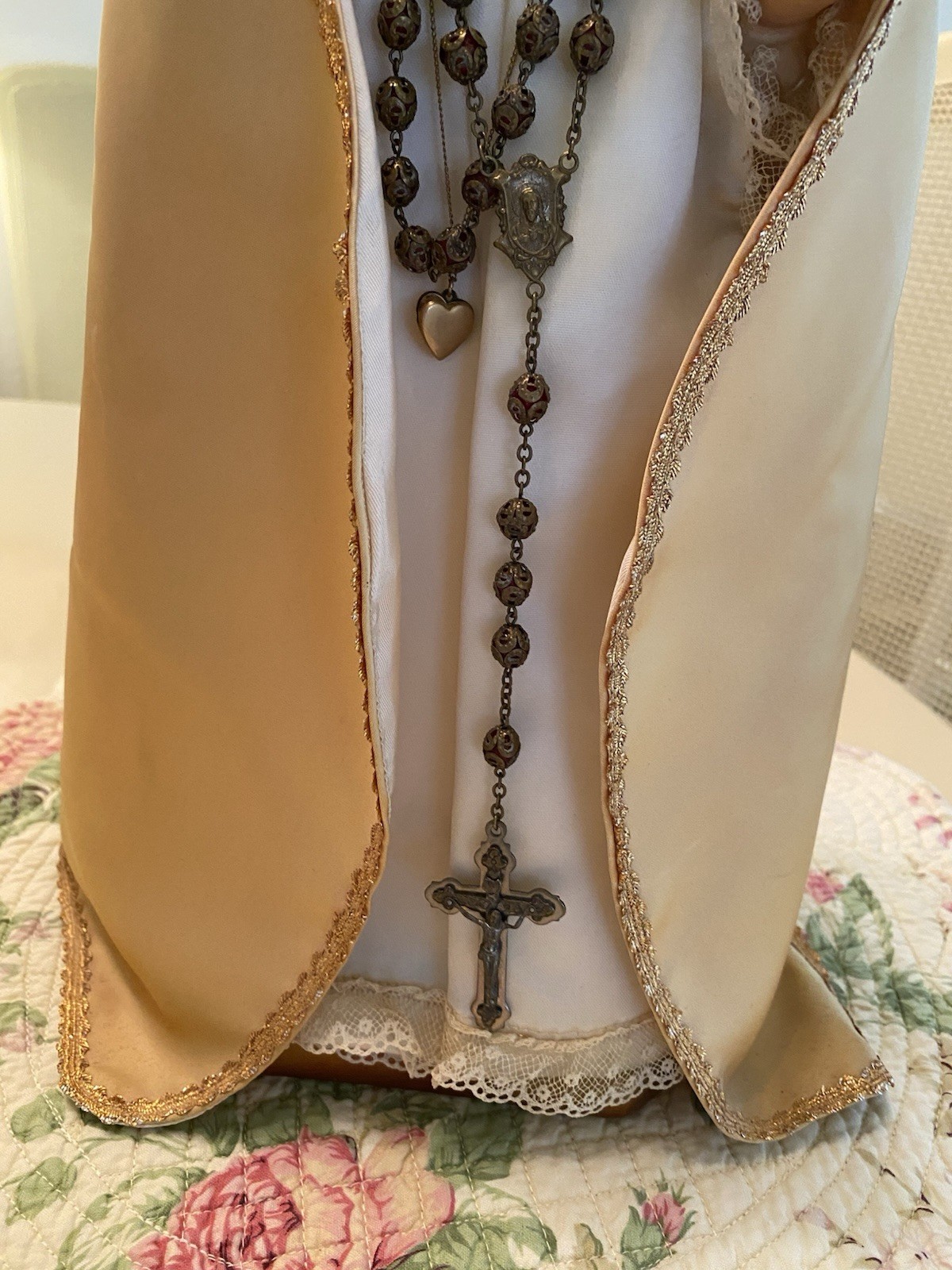 Vintage Infant Of Prague Plaster Statue With Rosary 18' Tall