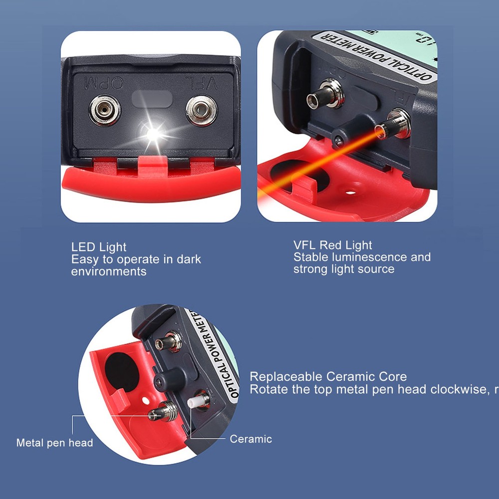 ‑70dBm To+10dBm Optical Fiber Power Meter Red Light Source Network Optic Tester