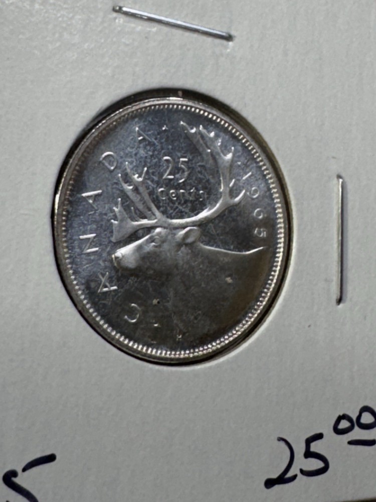 1965 Canada 25 Cents Silver Coin Proof Like