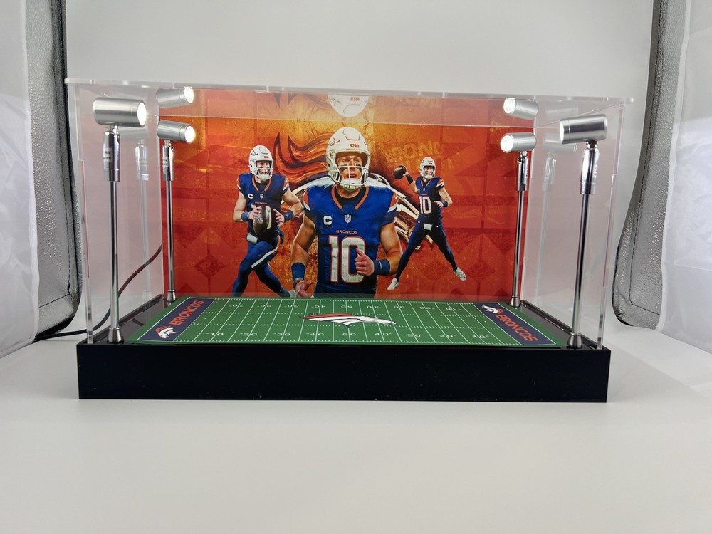 Bo Nix - Broncos - Custom 2 Mini Helmet Display Case W/ LED Lights