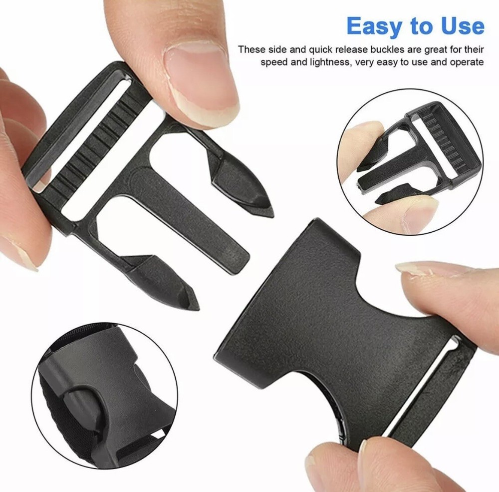 1” 6ft. nylon webbing Strap W/10 Sets Plastic buckles Side Release Clips