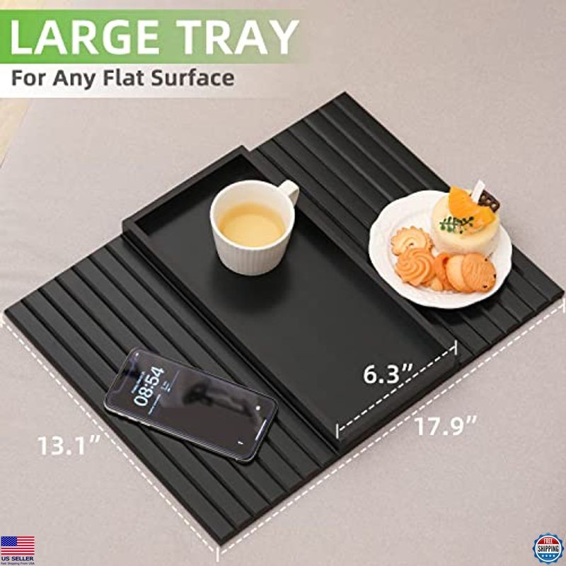 GEHE Foldable Bamboo Sofa Arm Tray - Versatile Couch Side Table for Snacks &