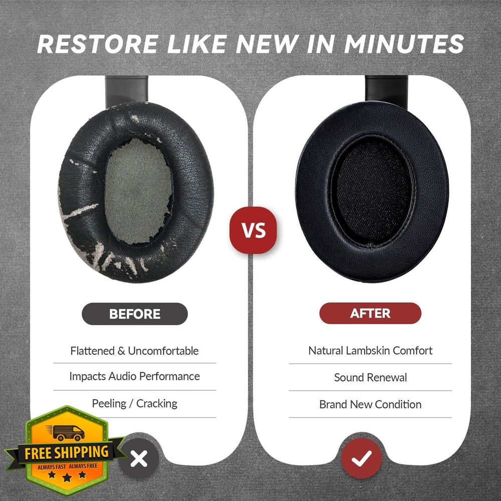 Aurivor Studio 3 Replacement Ear Pads Beats Studio 3/2 Lambskin Black