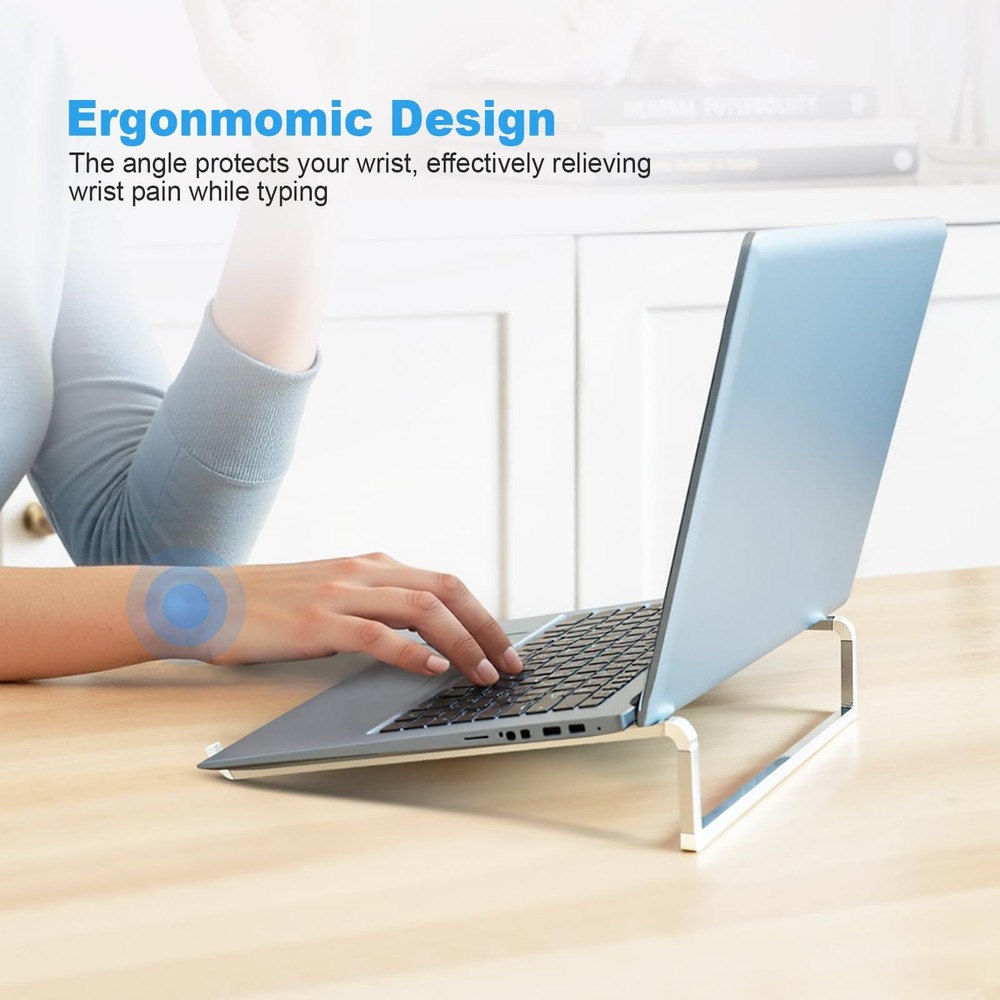 Foldable Laptop Stand Desk Universal Riser Ventilated Holder Silver Aluminum