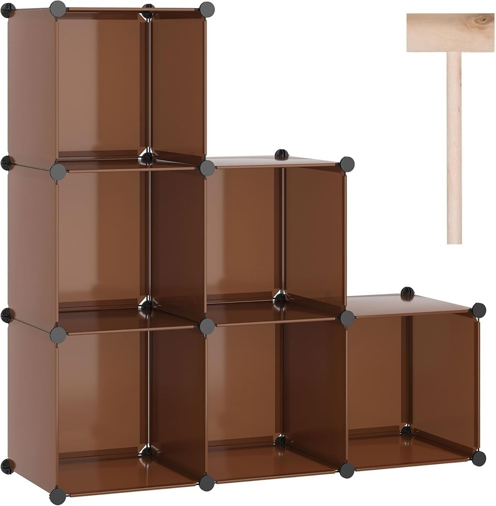 6-Cube Storage Organizer Stackable Storage Cubes Shelves Portable Bookshelf