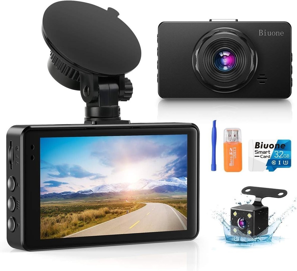 Car Dash Camera Front Rear 1080P with Loop Recording & G-Sensor - Night Vision