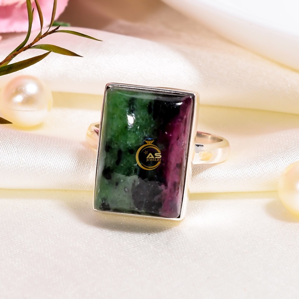 Natural Ruby Zoisite Gemstone 925 Sterling Silver Handmade Statement Pendant