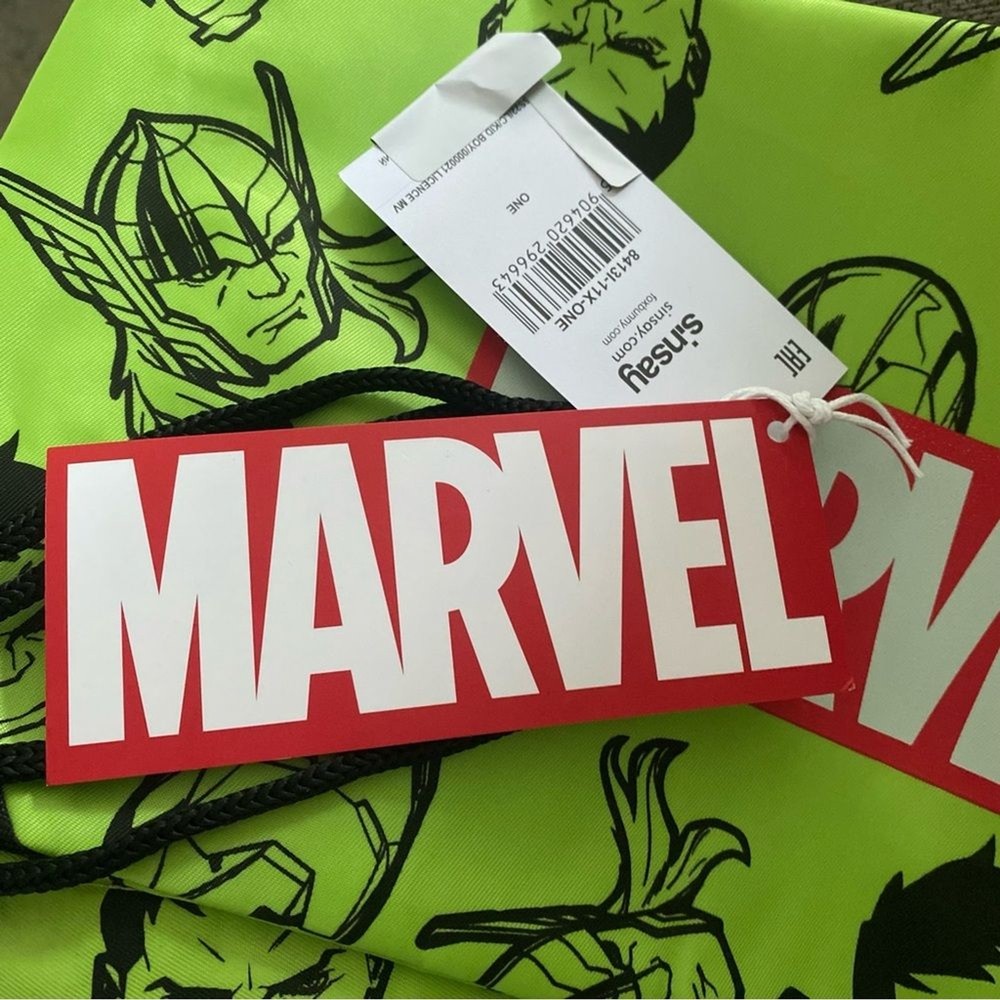 NWT Marvel Avengers Boys Drawstring Hulk Backpack Green