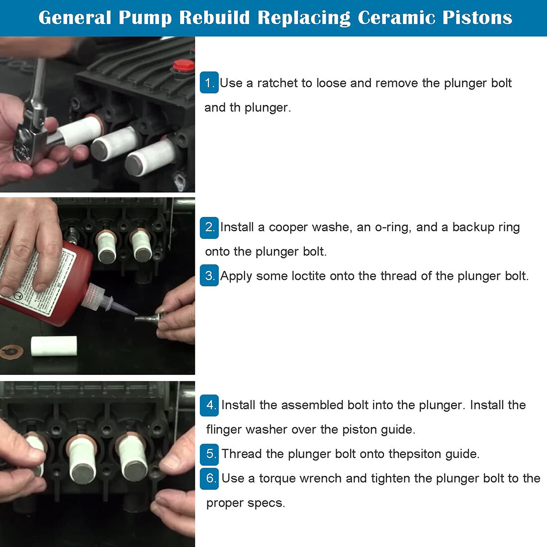 3-pack General Pump 51040009 Replacement CERAMIC PISTON 15mm fits EZ TX Pumps