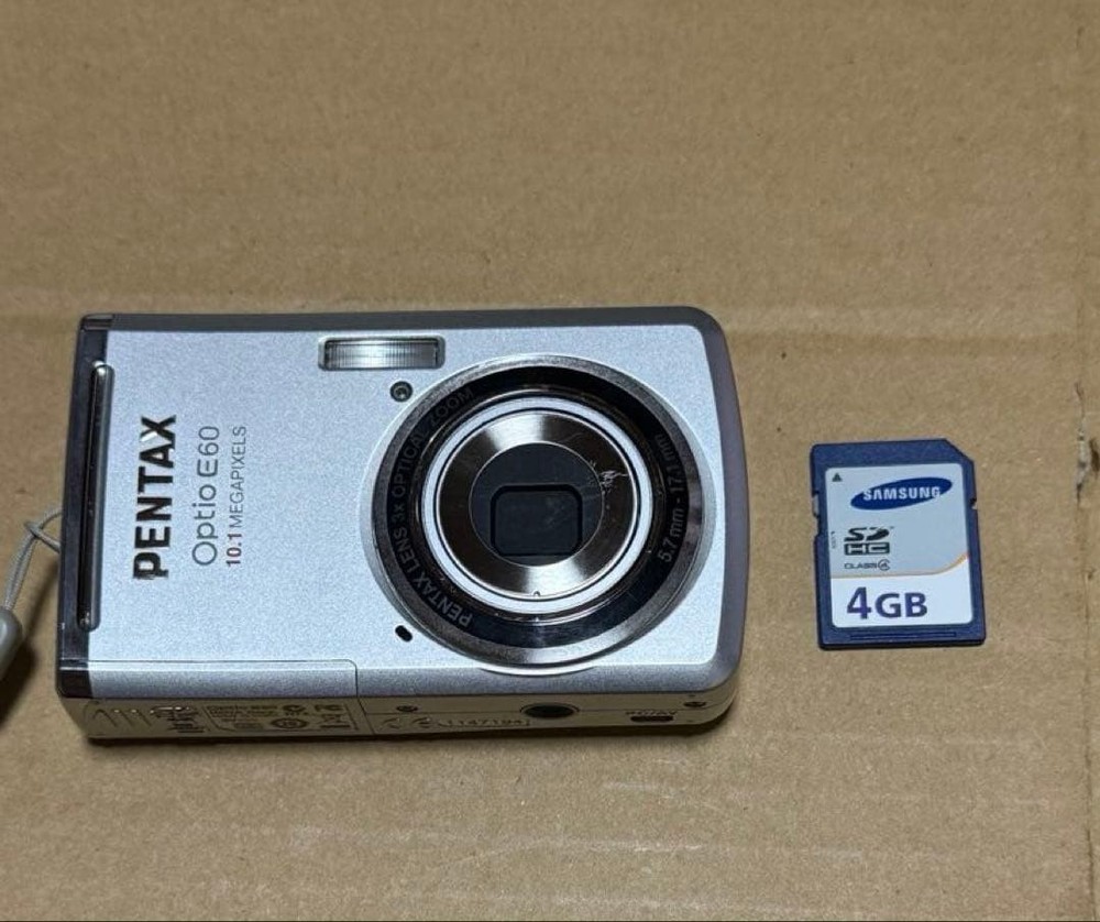 PENTAX Optio E60 Silver Compact Digital Camera Working Used Japan