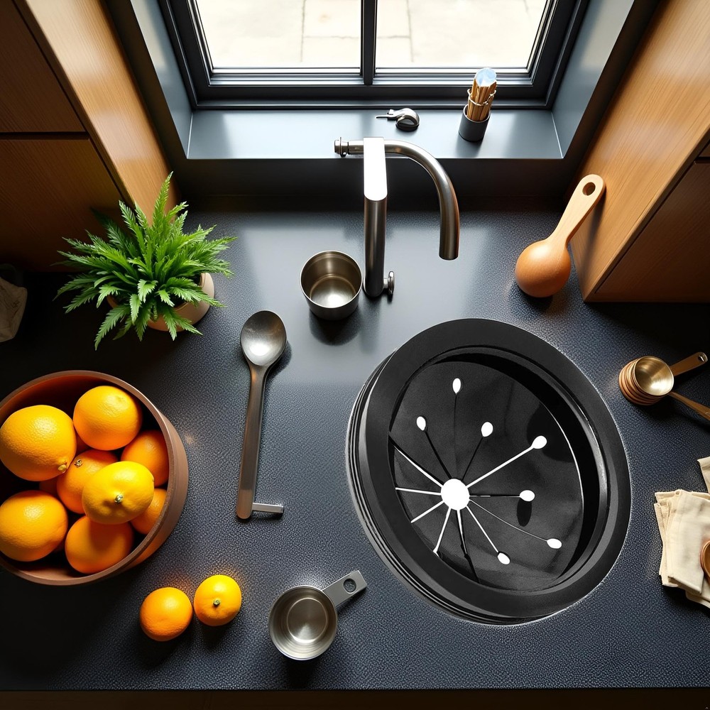 Black 3-Inch Garbage Disposal Splash Guard - Kitchen Sink Baffle Covers for...
