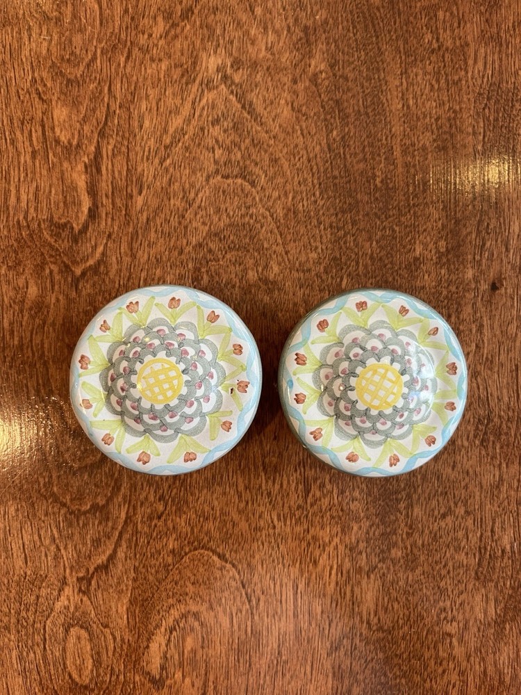 Vintage Mackenzie-Childs 2.5 Drawer Pulls/Knobs, Hand Painted, Perfect Condition