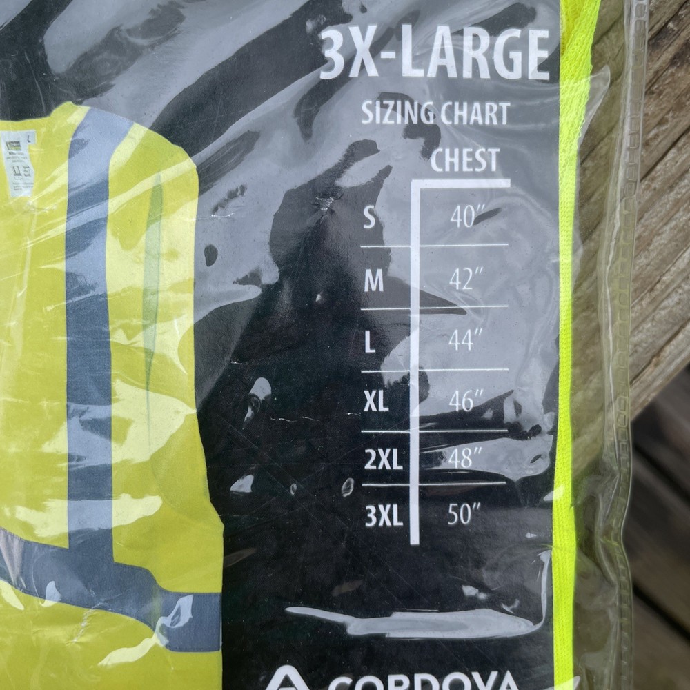 3XL Solid Safety Vest High-Visibility Class 2 Solid Polyester Fabric 2” Tape