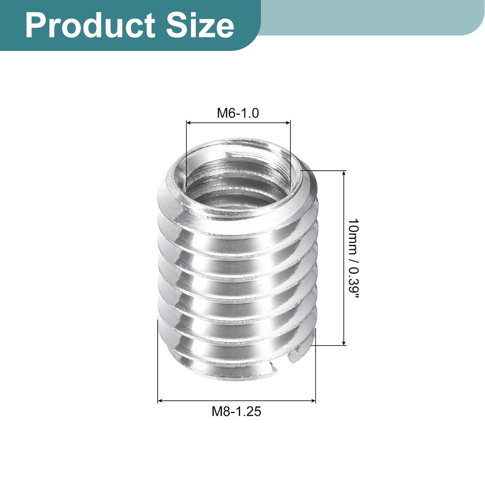 5Pcs Threaded Inserts, M6-1x10 & M8-1.25x10 Thread Repair Insert