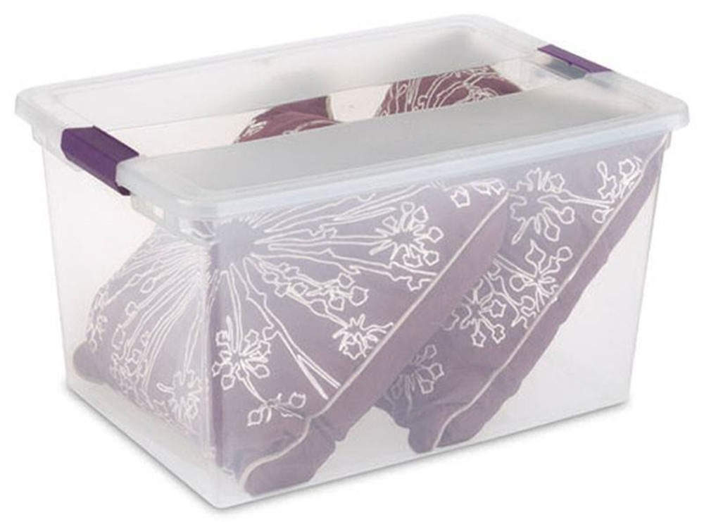 Sterilite 66 Quart Clear Plastic Latching Handle Storage Container Tote, 12 Pack