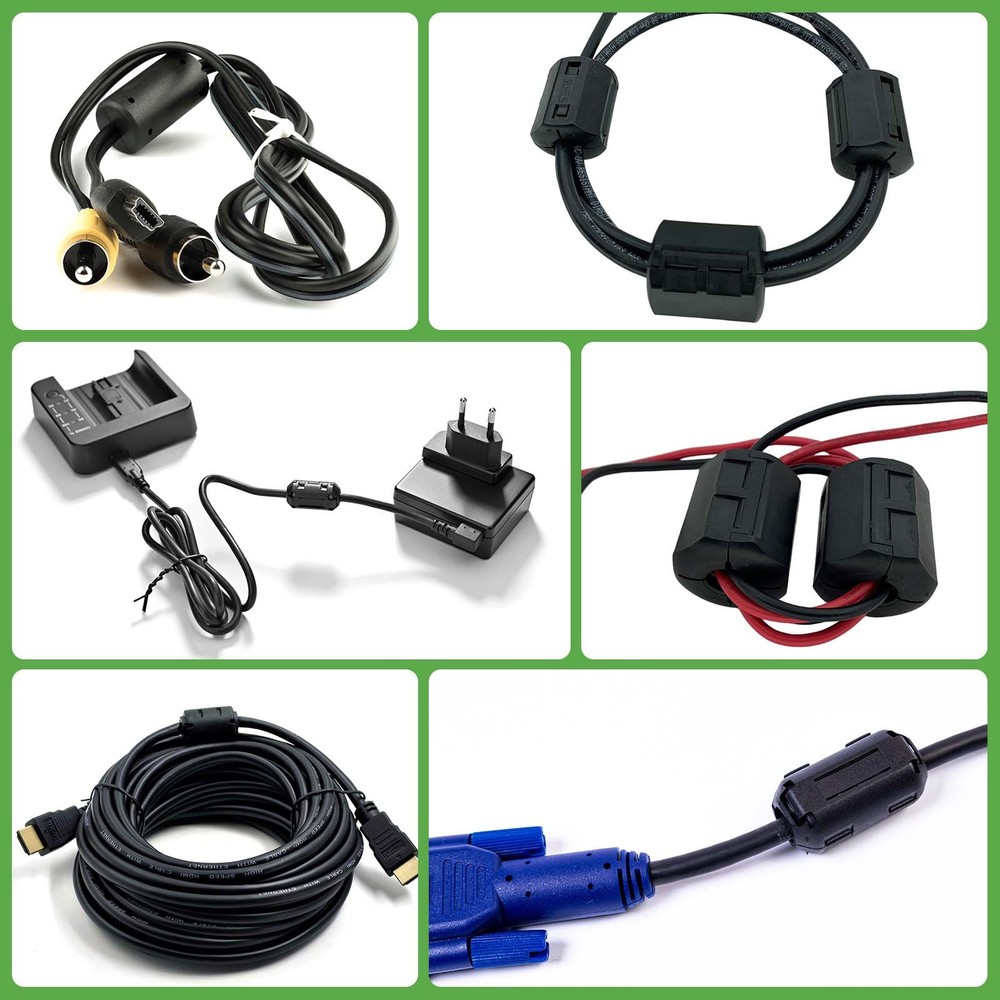 10mm Clip-on Ferrite Ring Core for Cable, Black 4pcs