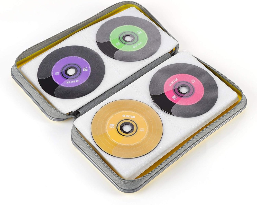 CD Case, 96 Capacity Hard Plastic CD Holder Protective DVD Disc Storage Case Hol