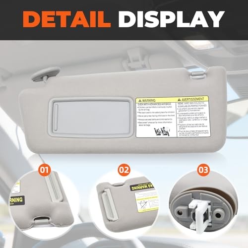 Light Gray Sun Visor Left Driver Side Compatible with Tacoma Light Gray (Left)