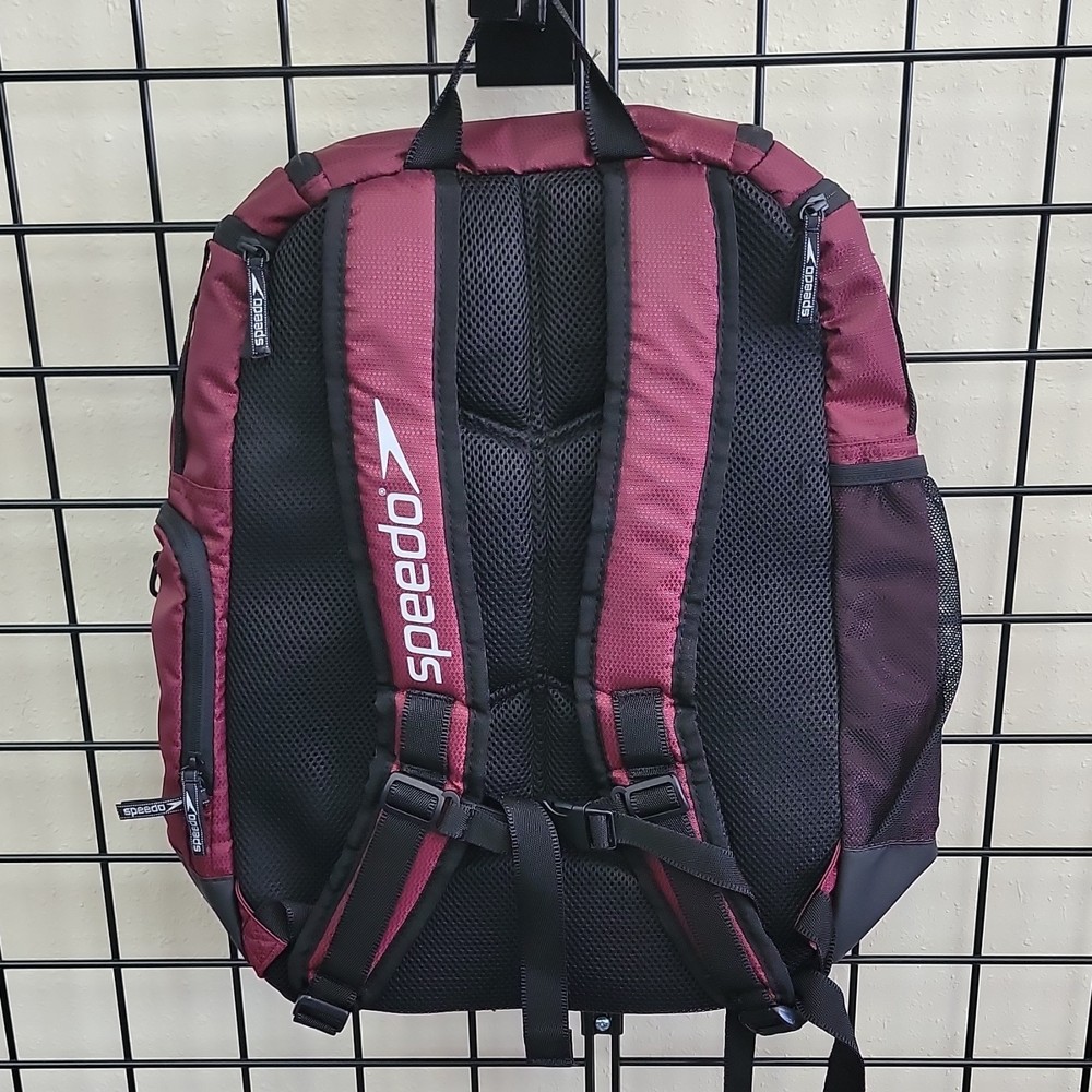 Speedo Teamster 2 Backpack Maroon Black Outer Pockets Adjustable Strap