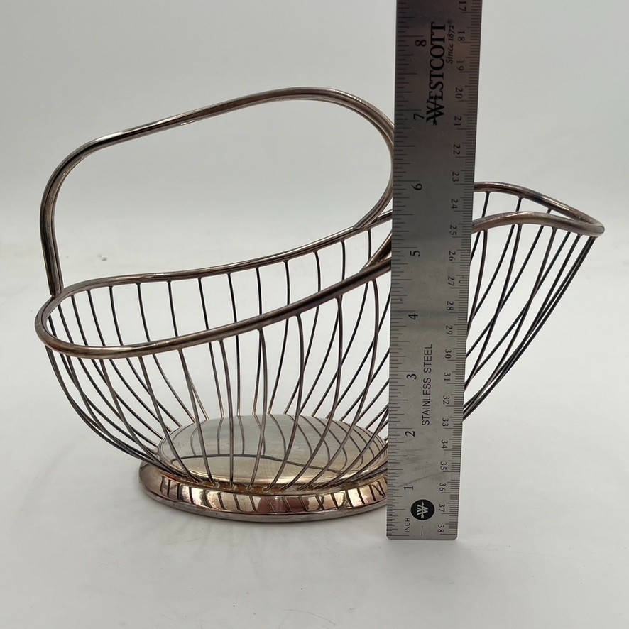 Vintage Wire Silver Plated Wine Bottle Holder Caddy Basket Farmhouse Flower Deco