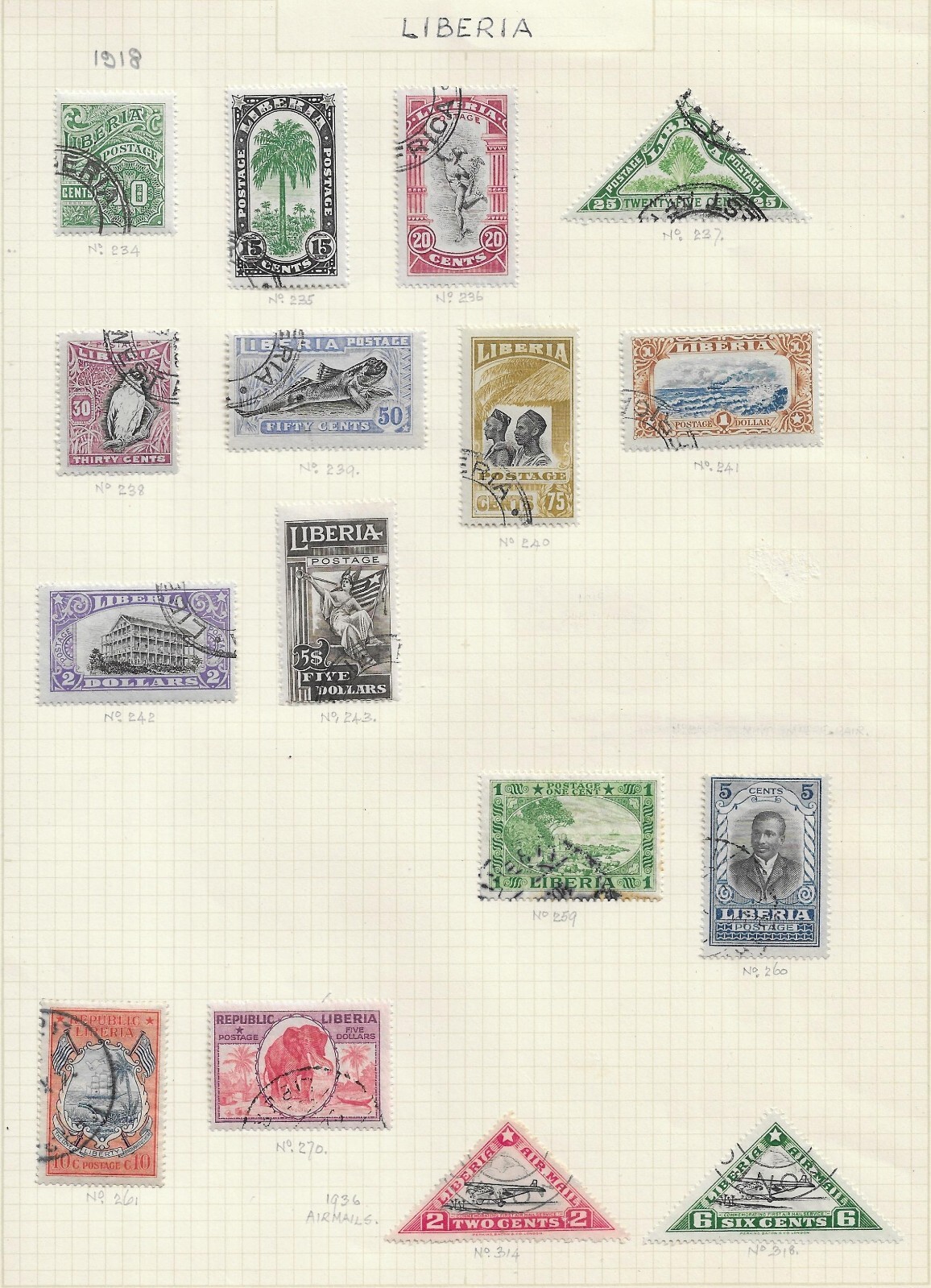 Liberia Earlier Collection on Pages & Cards