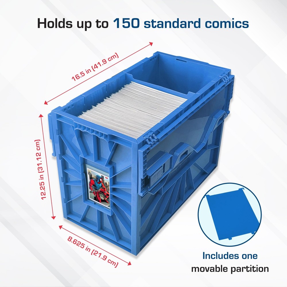 Short Comic Book Bin | Holds 150 Comics | Stackable Plastic Storage | Acid-Fr...