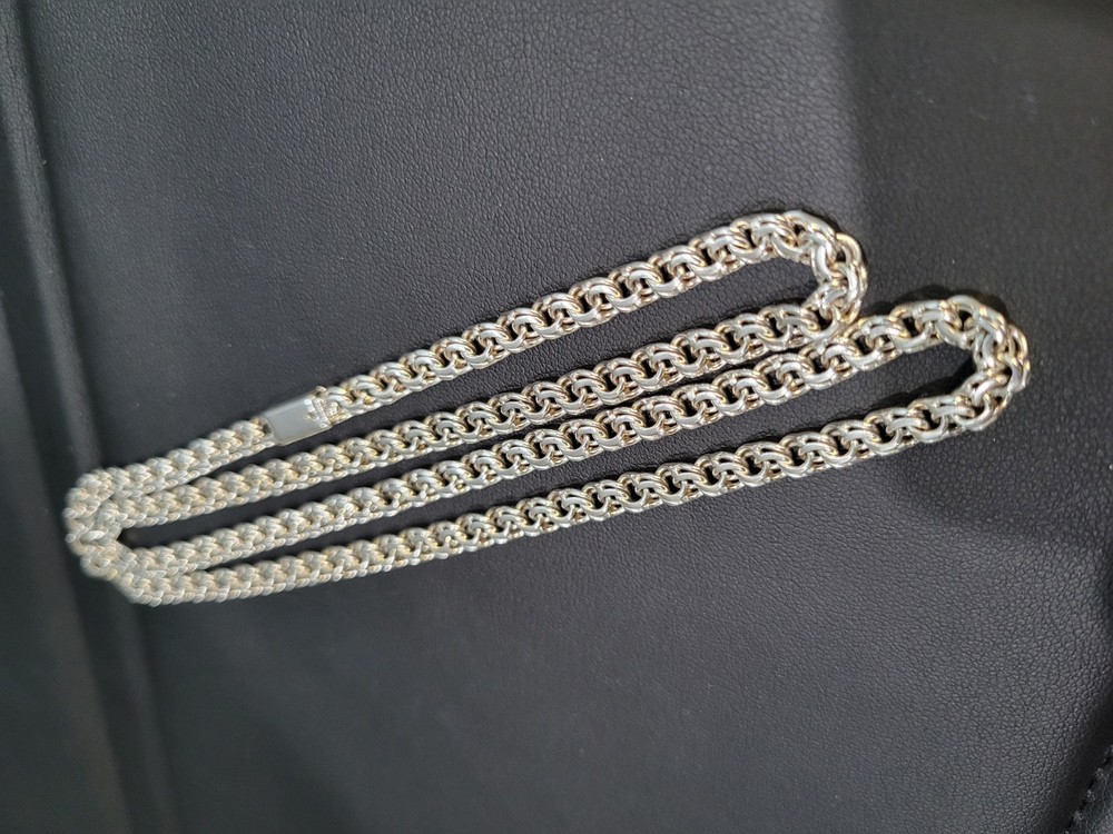 925 sterling silver Chino Link 22" mm Chain box Lock 24.0g Solid Cadena
