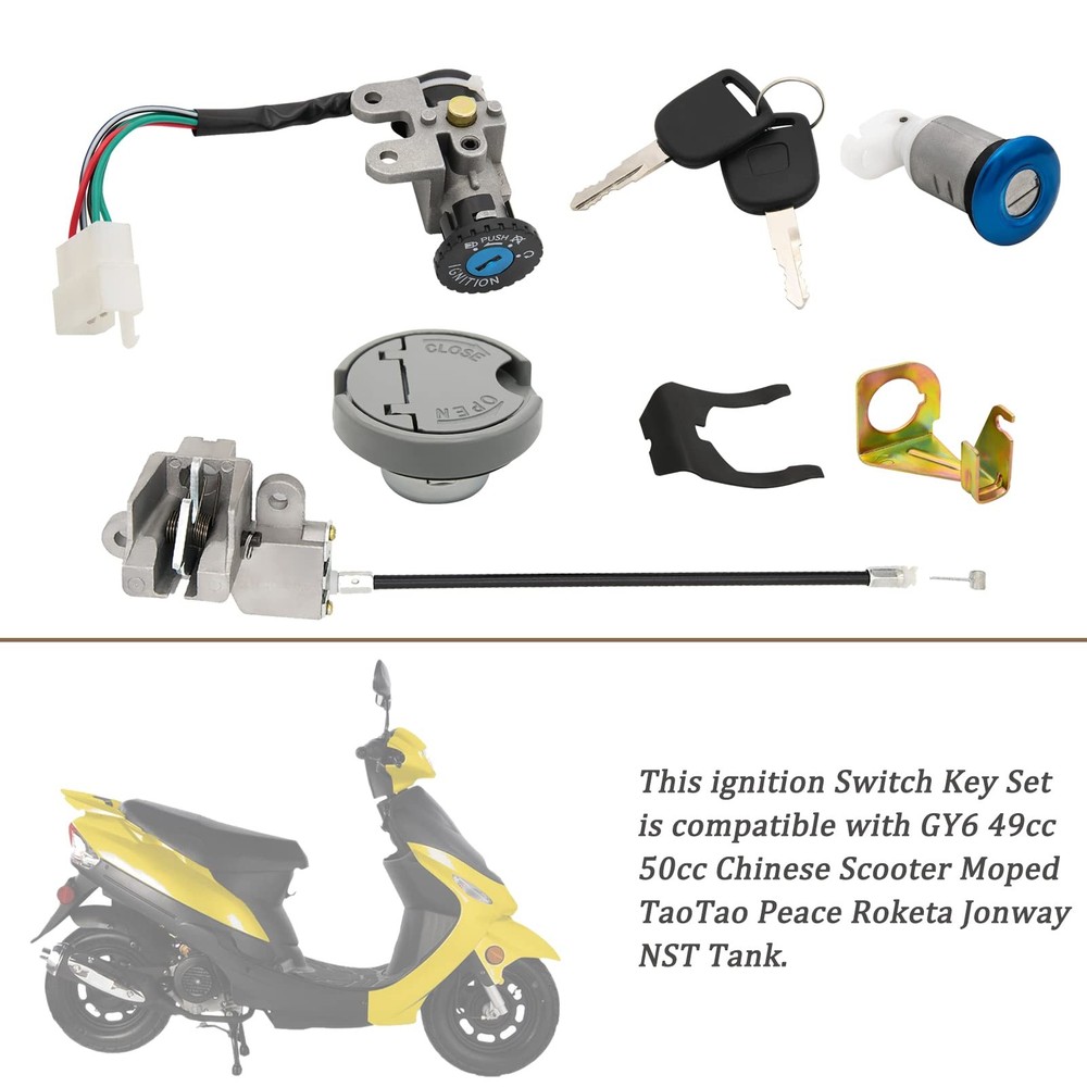 49cc Ignition Switch, 50cc Key Ignition, Ignition Switch Key Set Compatible w...