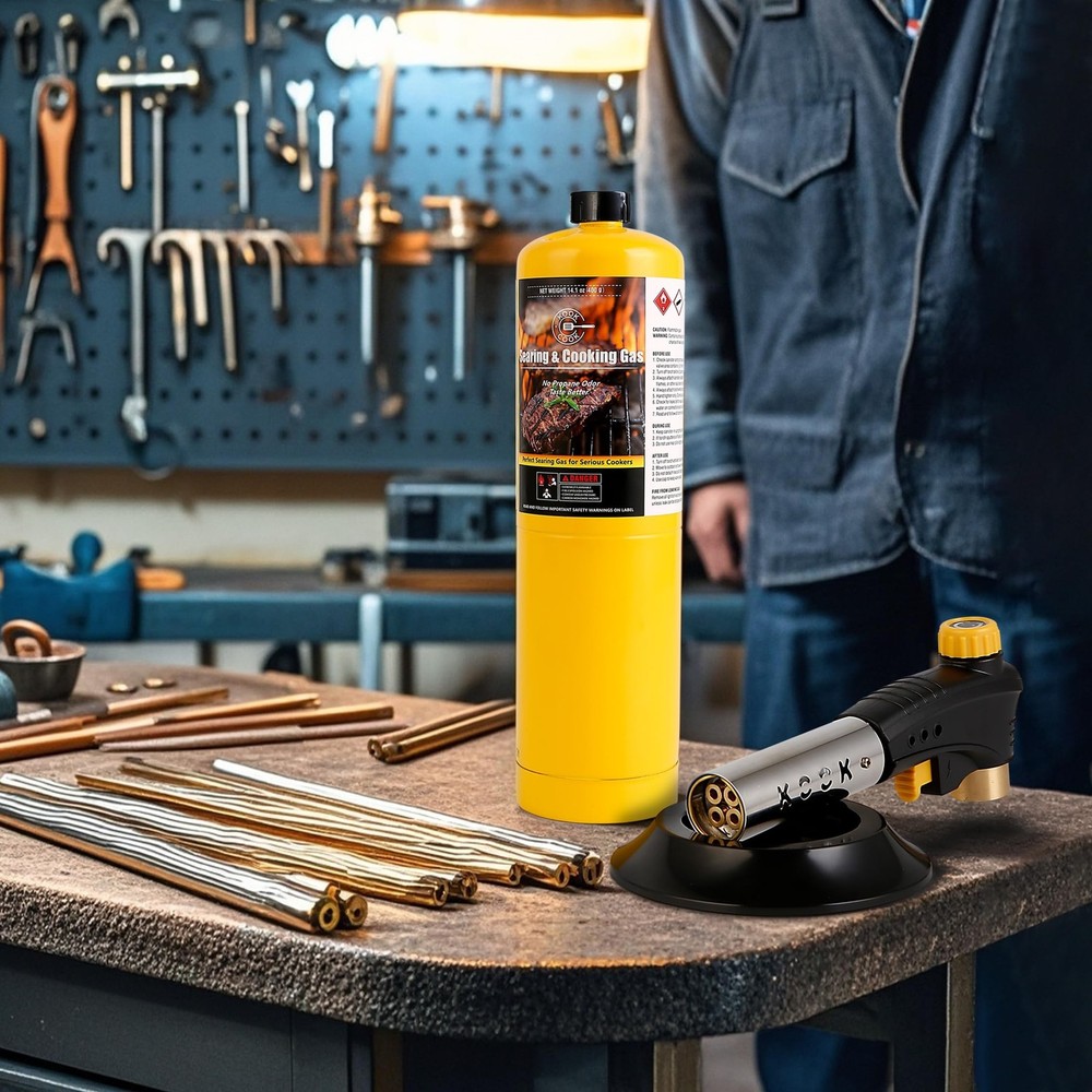 Propane Torch Head,Powerful 4-Flame Blow Torch Head Trigger Start Propane Tor...