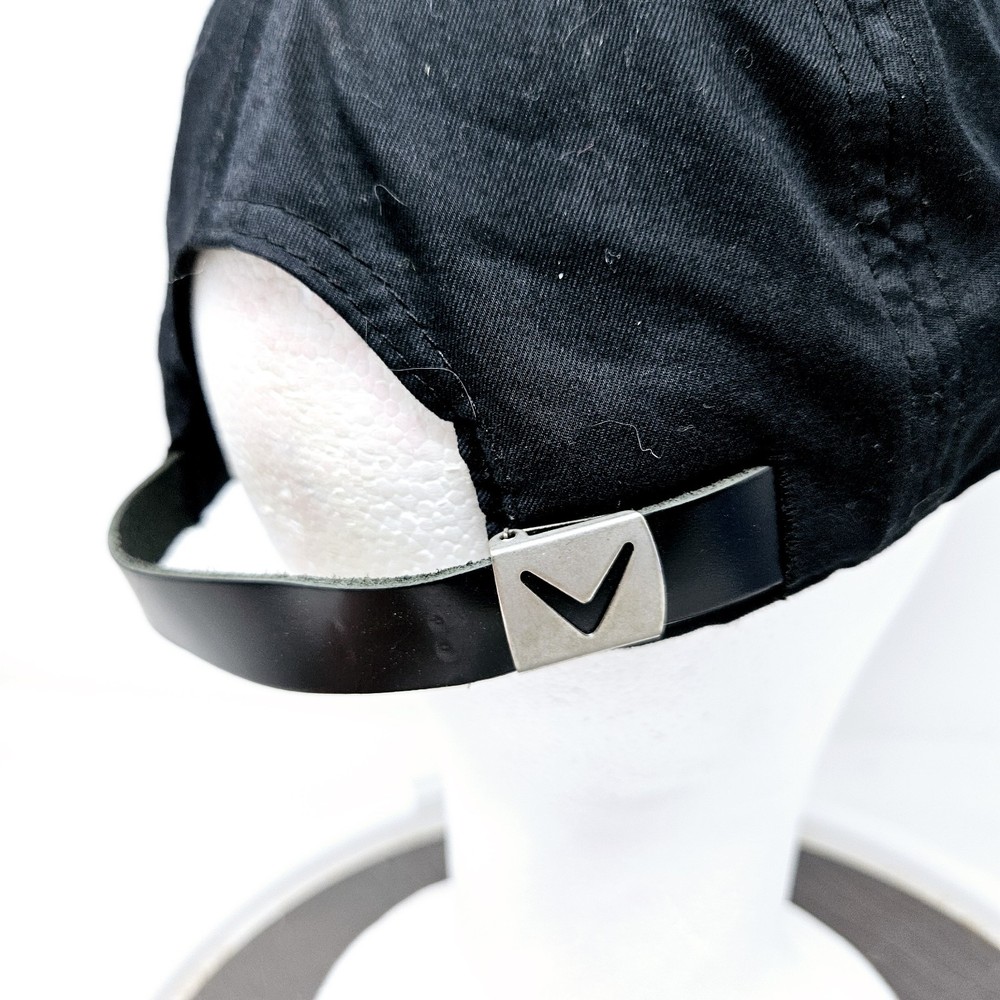 Calloway Golf Carlsbad CA 1982 Black Adjustable Leather Strapback Hat Used