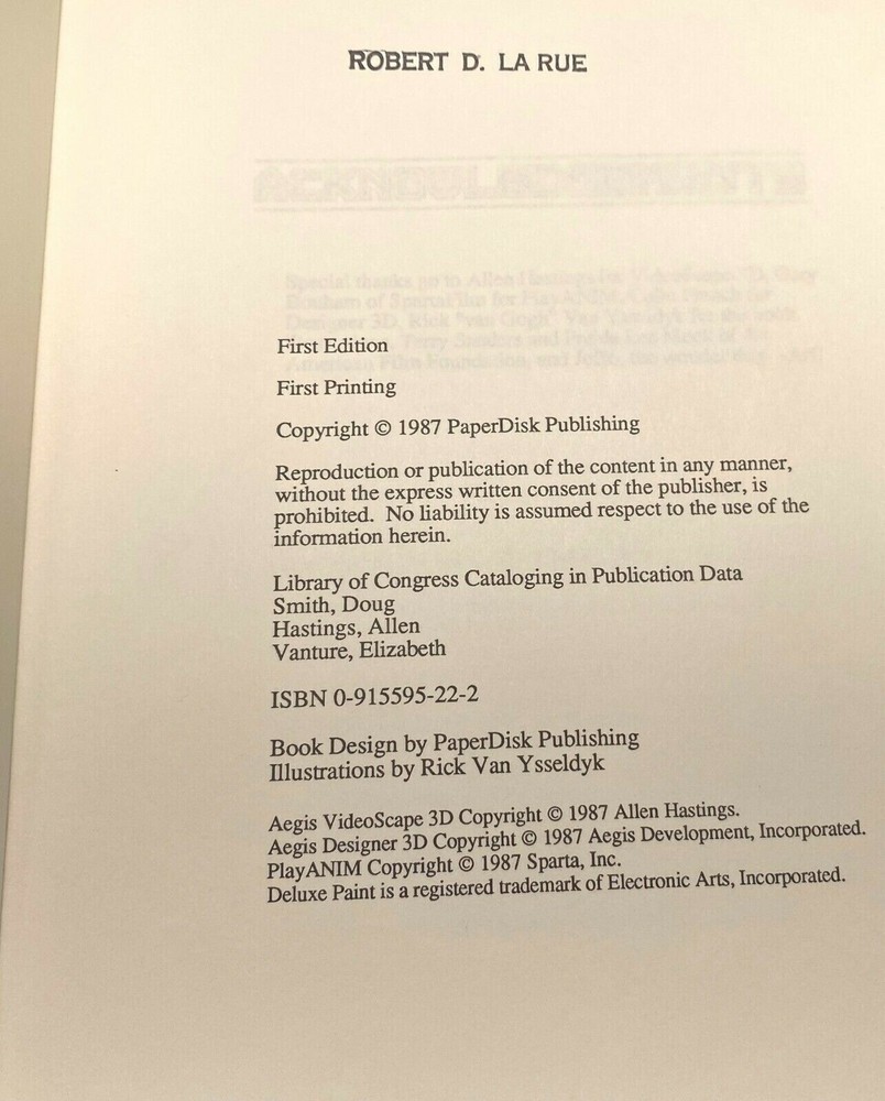 VideoScape 3D Software Aegis Development for Commodore Amiga 1987 User Guide