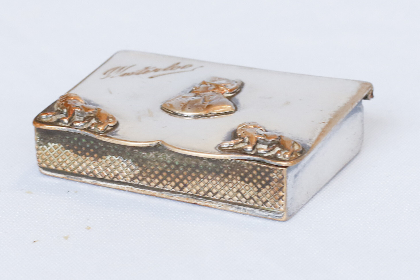 Rare 19C Silver Plated Box French Emperor Napoleon Bonaparte Waterloo Battle War