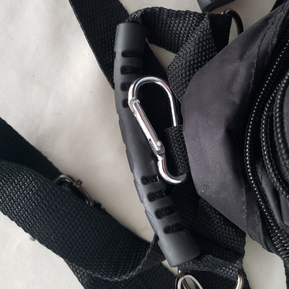 BLACK Camera Bag WITH STRAP AND CARIBINER 2 POCKETS