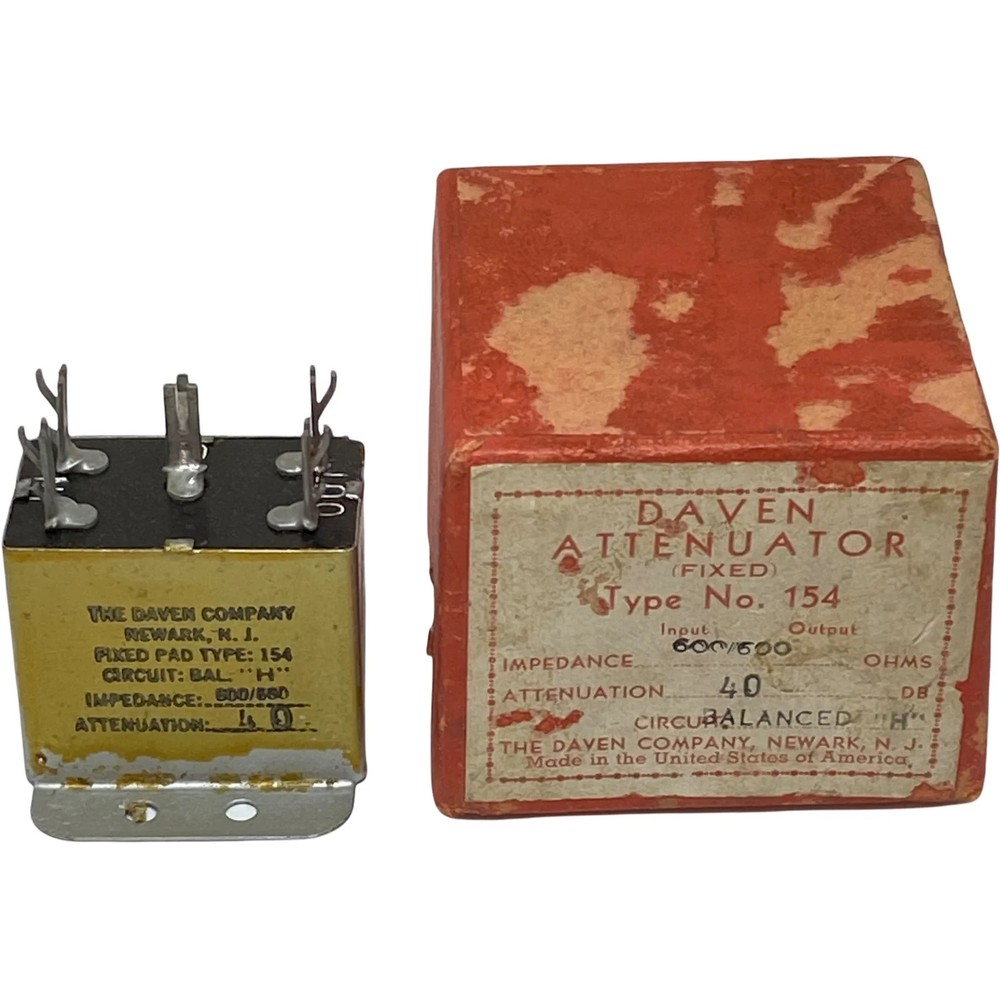 Daven TYPE 154 Fixed Pad Attenuator Balanced H 600/600 40DB