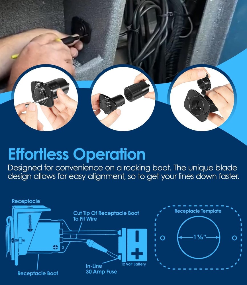 Replace for Scotty #2126 Depthpower Marinco Electric Socket , Black