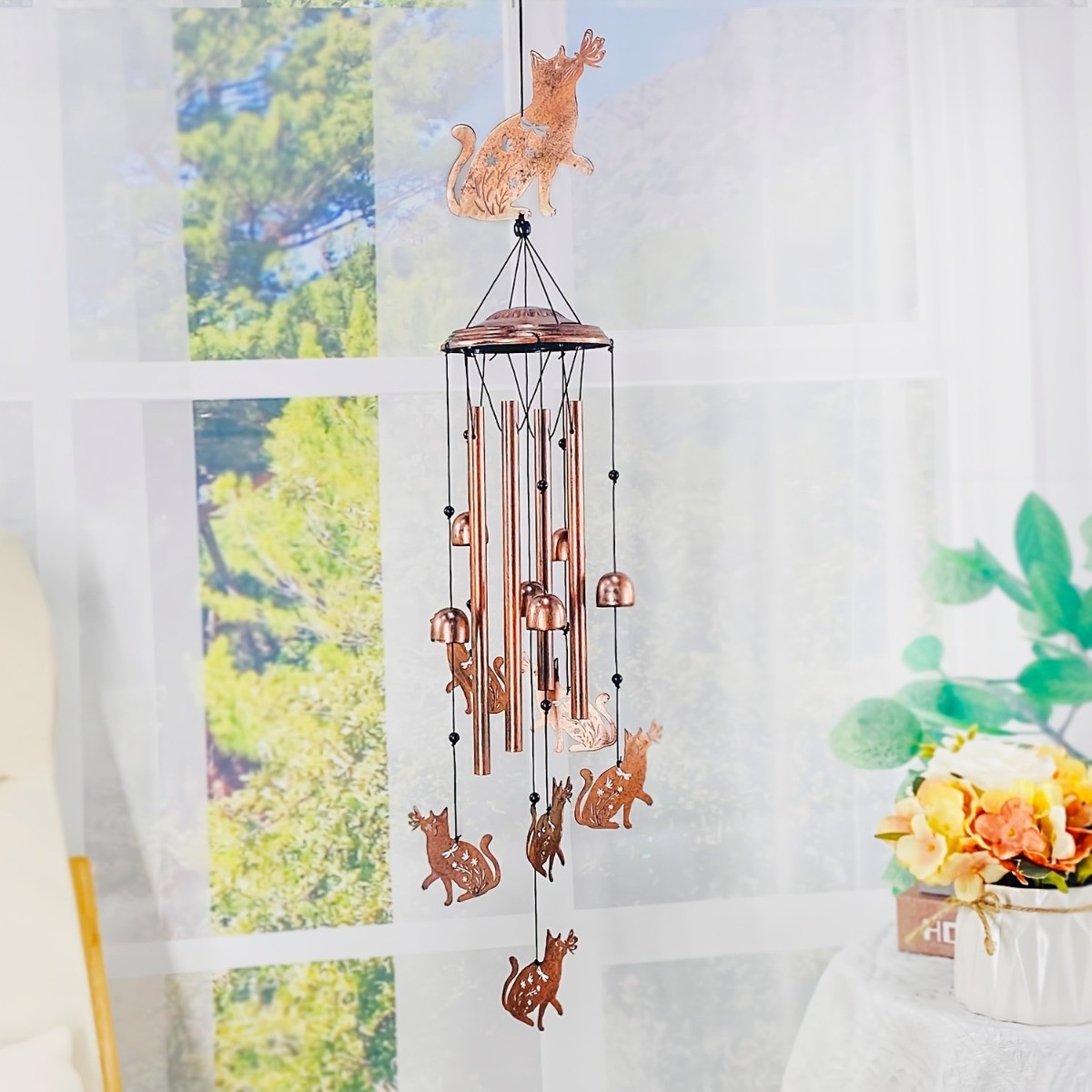 Cat Wind Chimes Outside Gifts for Women Metal Wind Chimes 34" Unique Windchimes