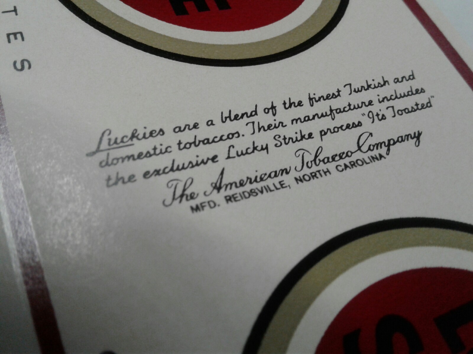 LUCKY STRIKE Cigarette Label / Wrapper Original NOS Unused 1950s